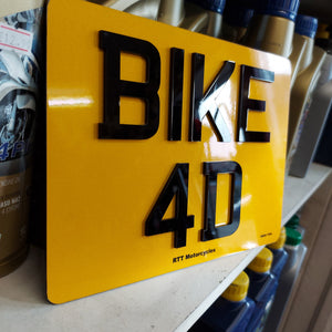 4D Motorcycle Registration Plate 9" x 7"
