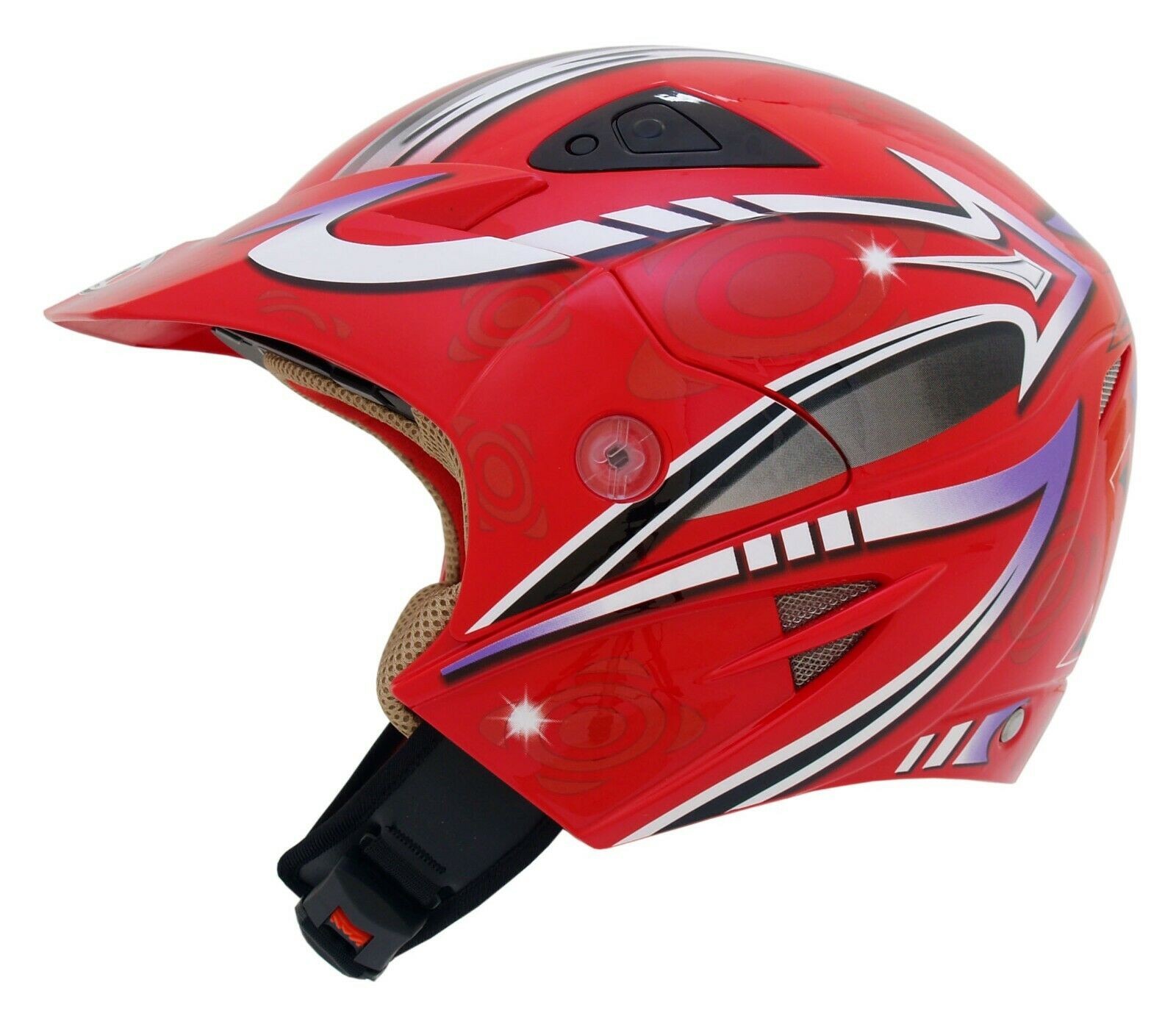 SHIRO SH 60 Indoor Trials Motorcycle Cross Open Face Helmet - Red